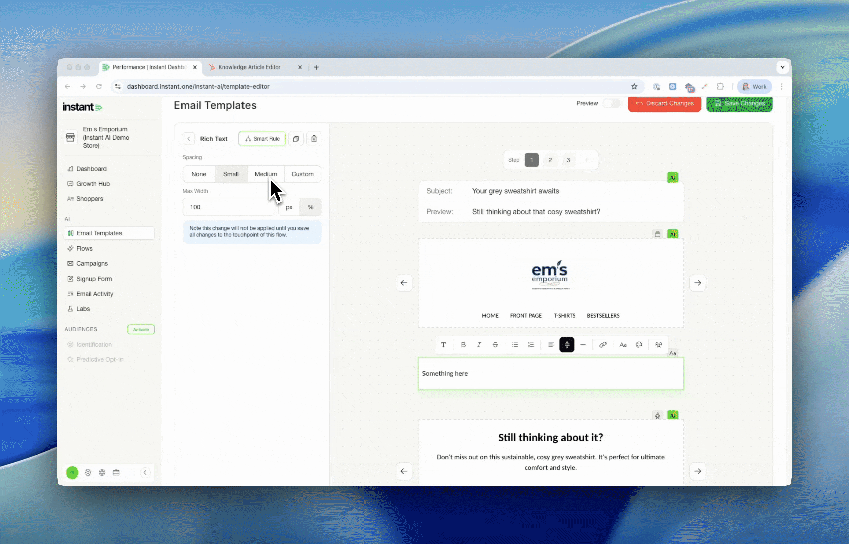 custom padding settings